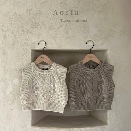【予約】tweed knit vest - Aosta 親子コーデ