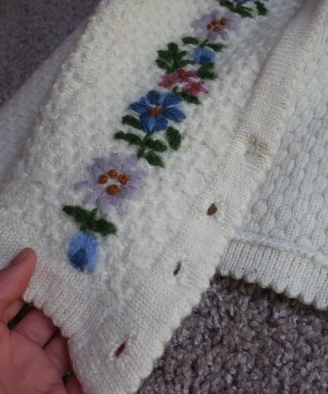 Austrian knitting flower embroidery cardigan 💐