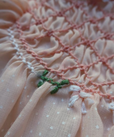 Kids polka dots salmon pink embroidery dress 💐　セット販売専用アイテム