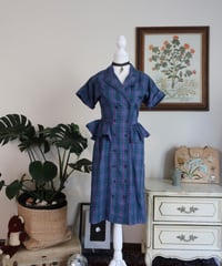 Blue and purple plaid shirt dress