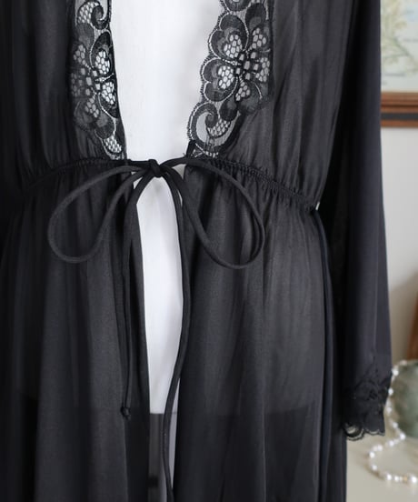 Black lace long robe🐦‍⬛🖤