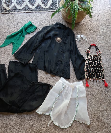 Chinese style black shirt and pants set🐉❁