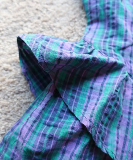 Blue and purple plaid shirt dress