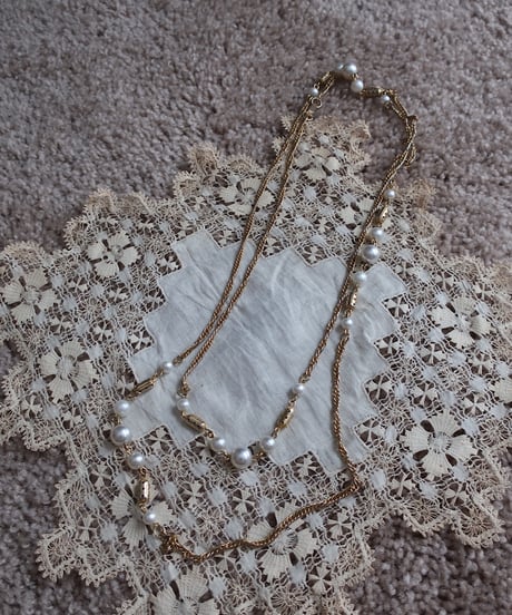 Long chain faux pearl necklace👸 ※セット販売専用アイテム