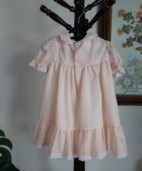 Kids polka dots salmon pink embroidery dress 💐　セット販売専用アイテム