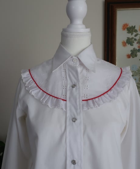 70's White lace western shirt🐎