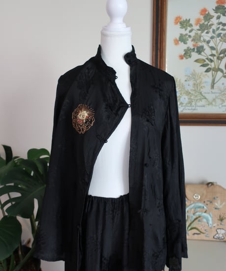 Chinese style black shirt and pants set🐉❁