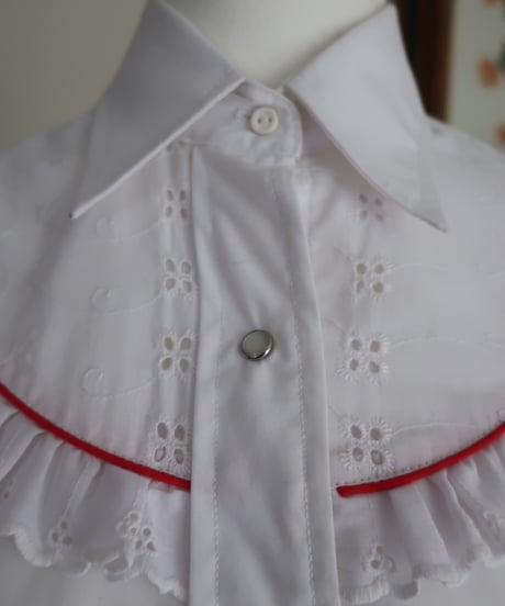 70's White lace western shirt🐎