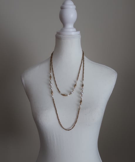 Long chain faux pearl necklace👸 ※セット販売専用アイテム