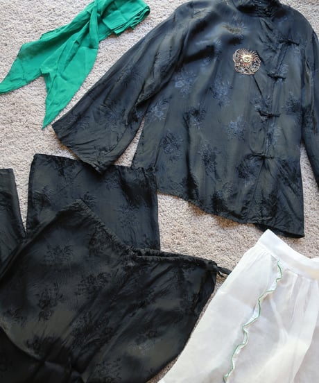Chinese style black shirt and pants set🐉❁