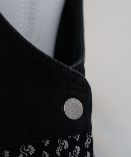 Denim and flower patterned jumper dress Made in U.S.A