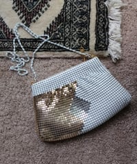 80's White gold silver metal mesh evening shoulder bag ✴︎ セット販売専用
