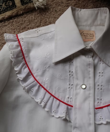 70's White lace western shirt🐎