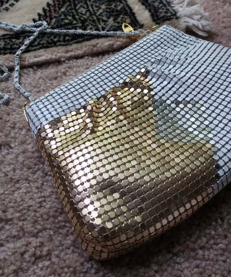 80's White gold silver metal mesh evening shoulder bag ✴︎ セット販売専用