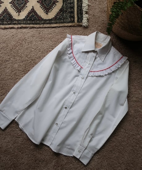 70's White lace western shirt🐎
