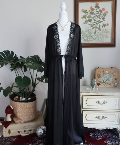 Black lace long robe🐦‍⬛🖤
