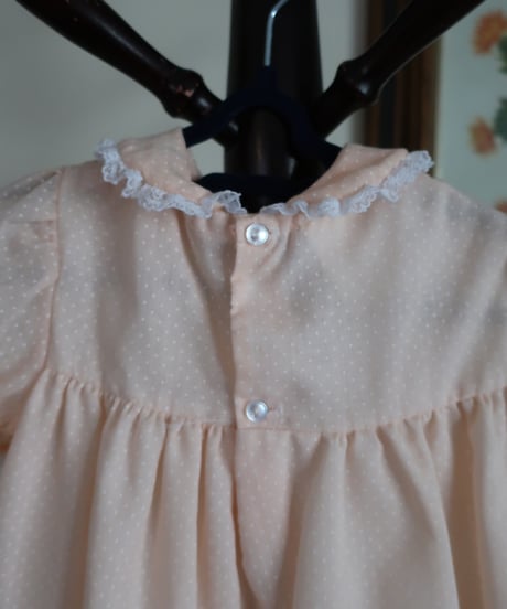 Kids polka dots salmon pink embroidery dress 💐　セット販売専用アイテム