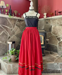 Tyrolean tape ribbon cotton long skirt
