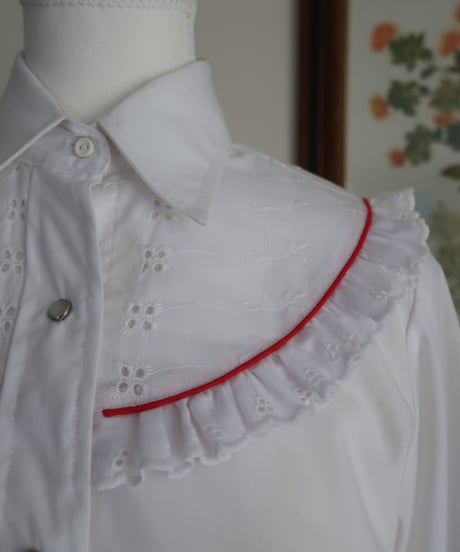 70's White lace western shirt🐎