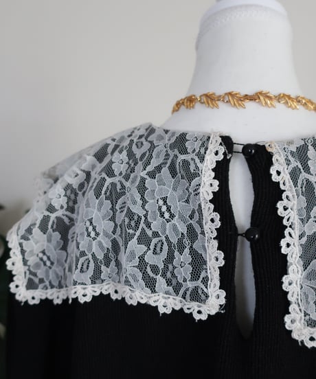 Square lace collar mini dress 𓆸