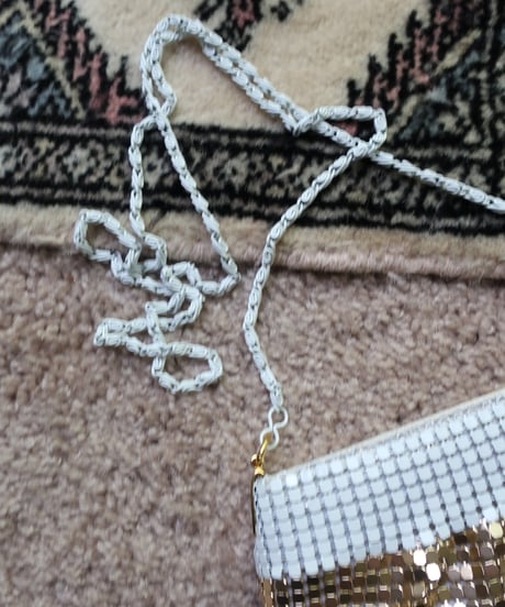 80's White gold silver metal mesh evening shoulder bag ✴︎ セット販売専用
