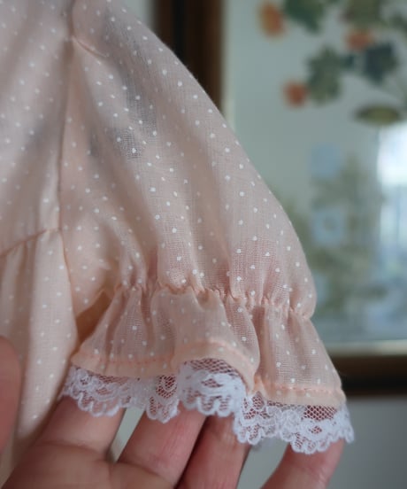 Kids polka dots salmon pink embroidery dress 💐　セット販売専用アイテム