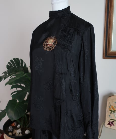 Chinese style black shirt and pants set🐉❁