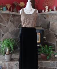 Black velvet long skirt