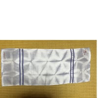彼岸花染、麻の葉模様のタオル