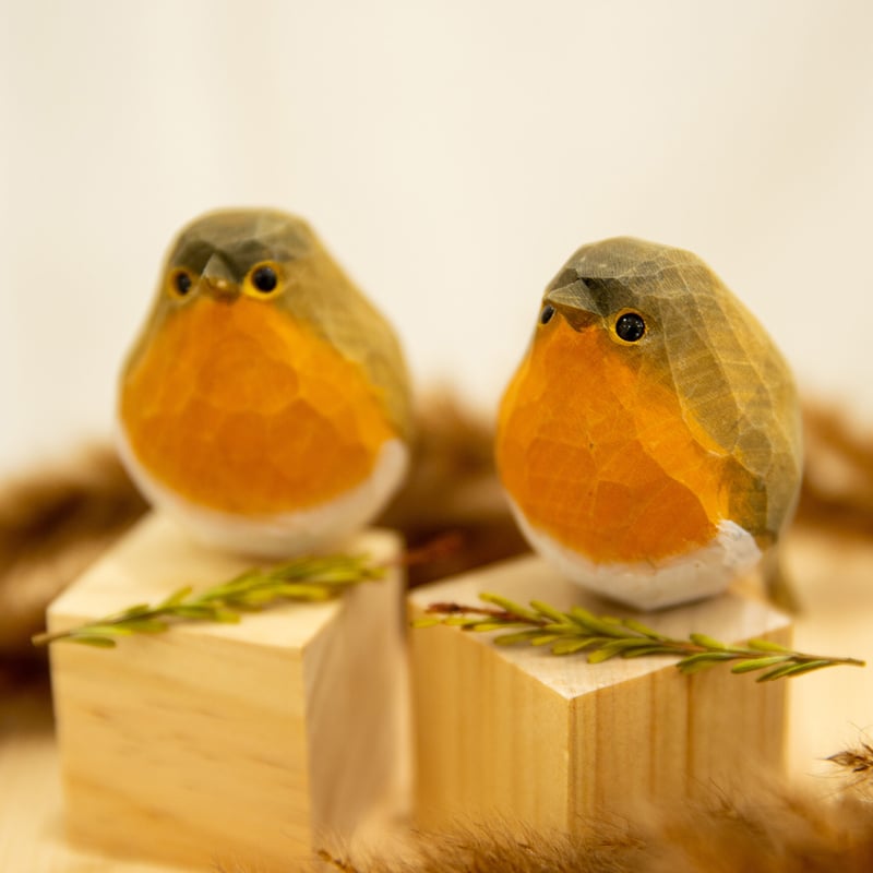 木彫りの鳥　コマドリの囀り 木彫りの鳥 コマドリの囀り - メルカリ