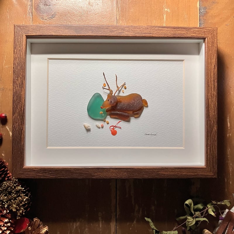 シーグラスアート ツリーを飾るトナカイ | CatusSquash