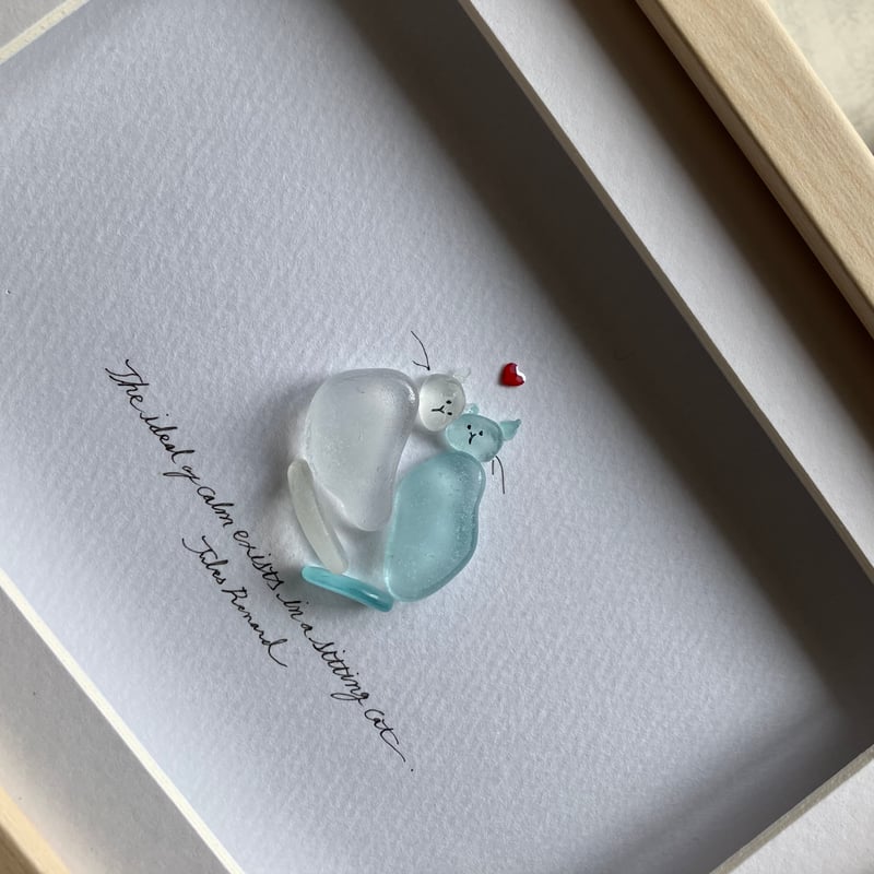 シーグラスアート ハチワレ猫ちゃん*.+゜ シーグラスアート【猫】 | CatusSquash