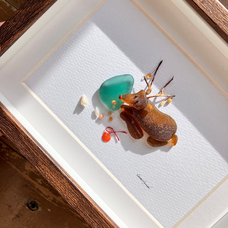 シーグラスアート ツリーを飾るトナカイ | CatusSquash