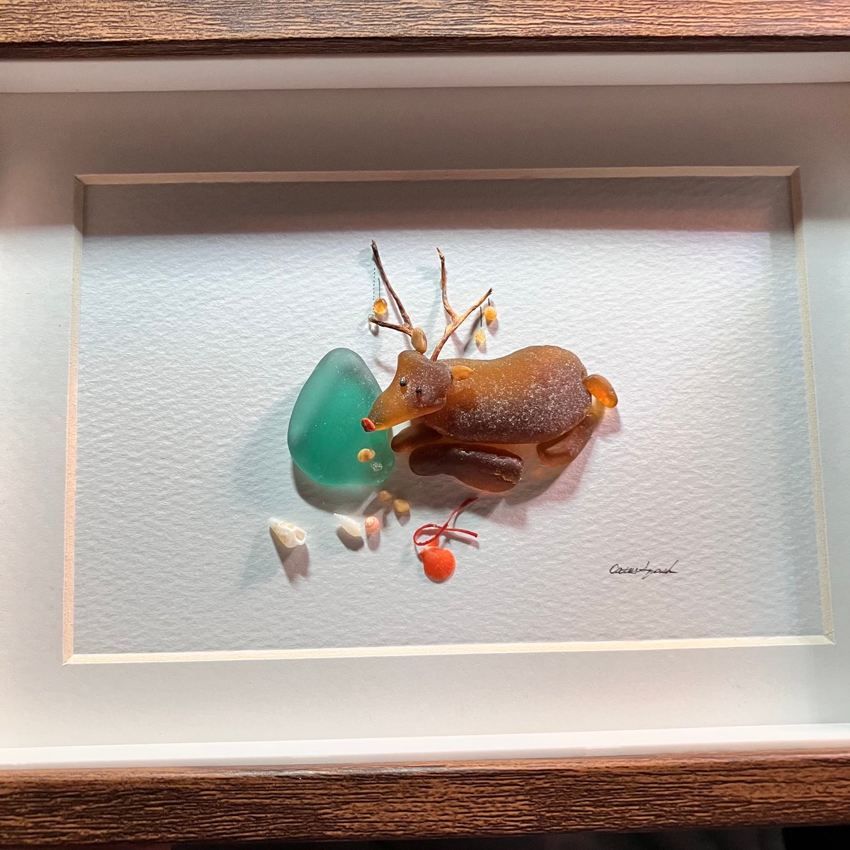 シーグラスアート ツリーを飾るトナカイ | CatusSquash