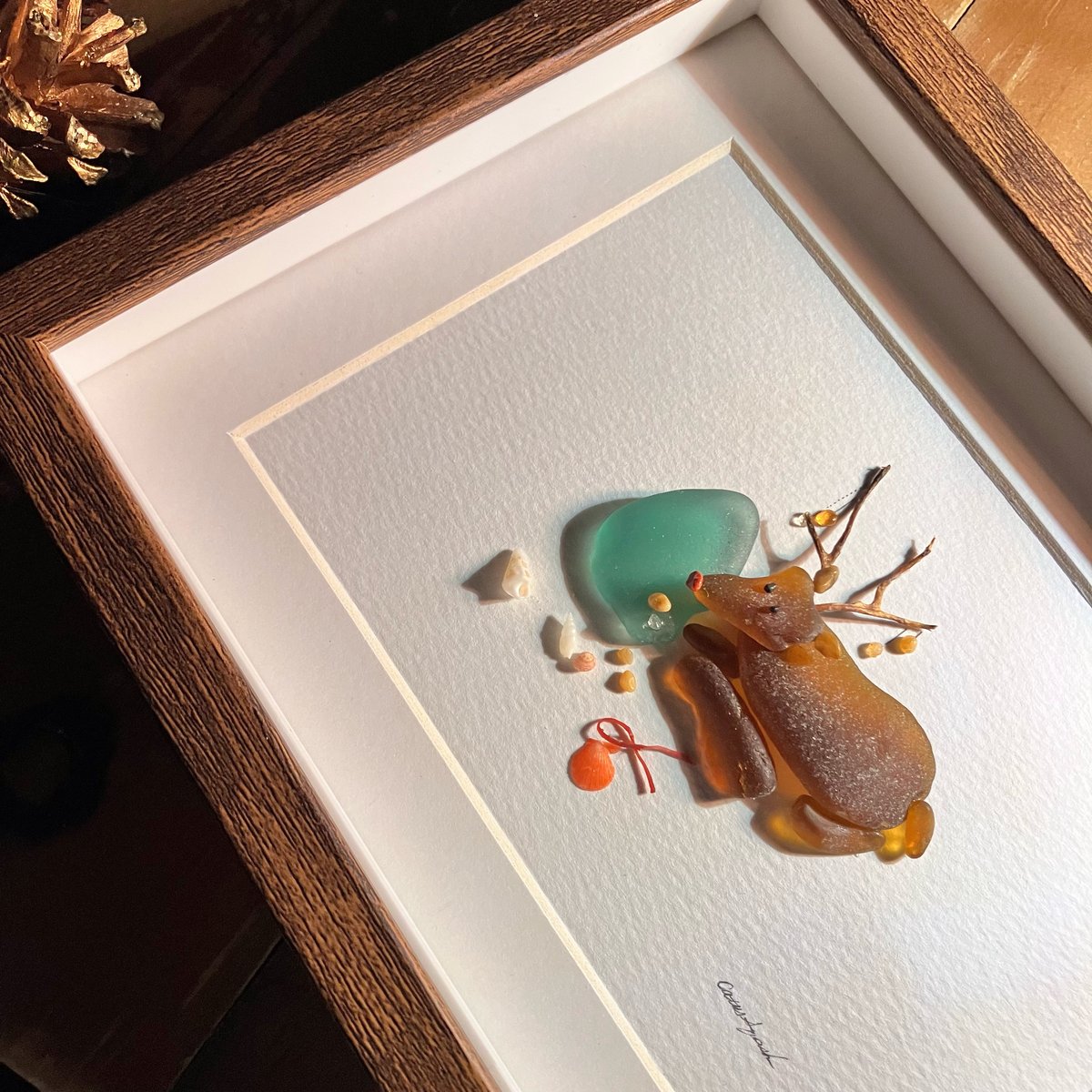 シーグラスアート ツリーを飾るトナカイ | CatusSquash