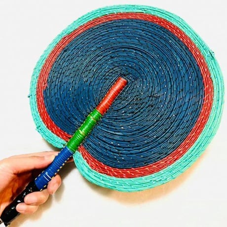 Made in Nigeria　アフリカ　ナイジェリア　ハンドメイド　手織り　うちわ　Africa Handmade Woven fan