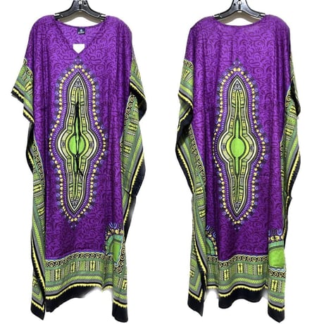 ダシキ　アフリカンプリント　カフタン　ロング　ワンピース　Africa Dashiki Kaftan