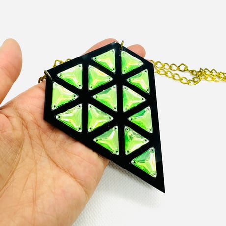 在庫処分SALE　グリーン　ダイヤ　ネックレス　ヒップホップ　90年代　90’s hiphop Bling Bling