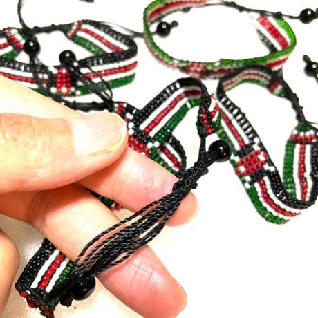 送料無料！Made in Kenya　アフリカ　ケニア　国旗　レゲエ　ビーズ　ハンドメイド　ブレスレット　ビーズブレスレット　Africa Kenya Bead bracelet