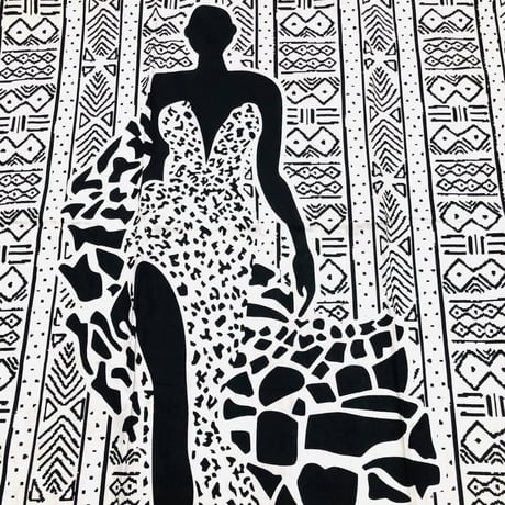 2色　Mud print　アフリカンプリント　カフタン　ワンピース　ヘッドラップ付き　Africa woman printing Kaftan 01