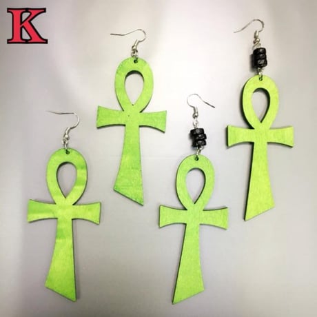 ウッド　木製　アフリカ　アフリカン　エジプト　Egypt　アンク　Ankh　ピアス