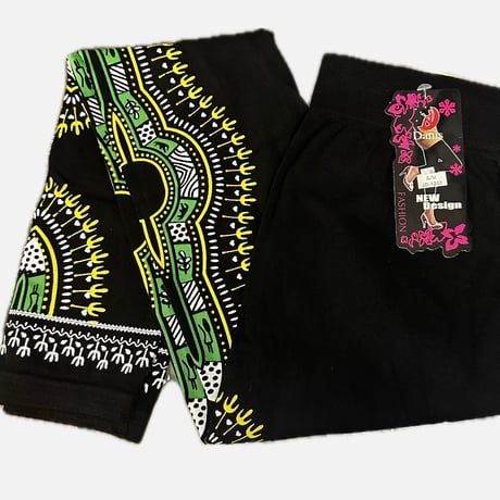 アフリカ　アフリカン　ダシキ　レギンス　Africa Dashiki leggings Yellow/Green/White