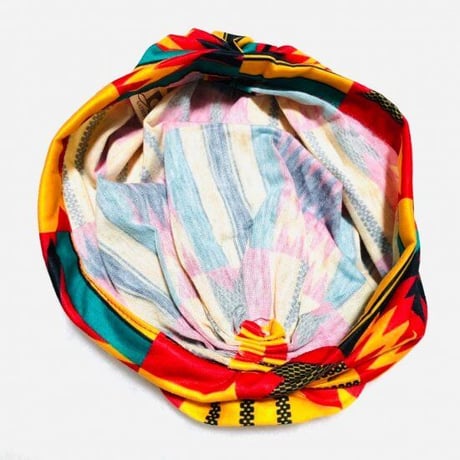 アフリカンプリント　らくらくターバン　ターバン帽子　ヘッドラップ　African print Head wrap