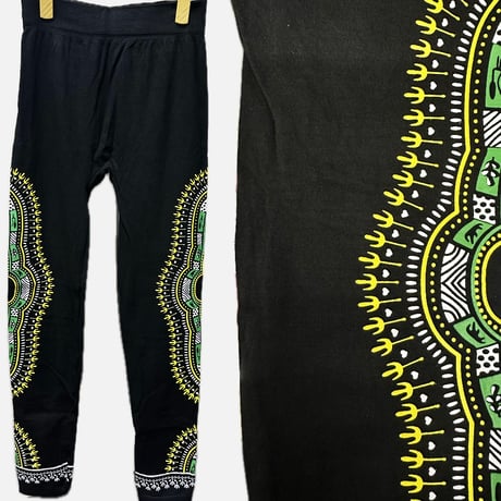 アフリカ　アフリカン　ダシキ　レギンス　Africa Dashiki leggings Yellow/Green/White