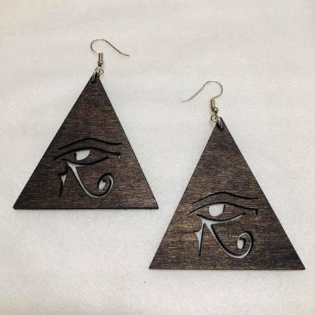ウッド　木製　アフリカ　アフリカン　エジプト　Egypt　ホルス　ホルスの目　Horus　ピアス　hiphop