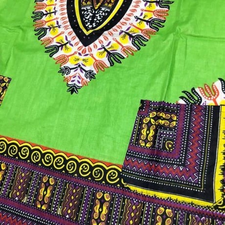 薄手素材　Lime　ユニセックス　男女兼用　ダシキ　Dashiki　半袖シャツ　アフリカンプリント　民族衣装　 ヒッピー　hiphop