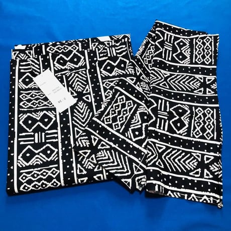 2色　Mud print　アフリカンプリント　カフタン　ワンピース　ヘッドラップ付き　Africa woman printing Kaftan 01