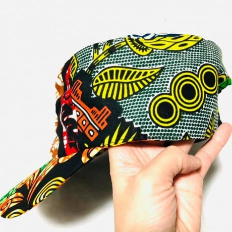 アフリカンプリント　ミリタリーキャップ　パーニュ　キテンゲ　キャップ　ハット　帽子　African print cap