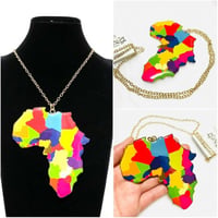 ビッグサイズ　アフリカ　アフリカ大陸　カラフル　ネックレス　90’s hiphop colorful Africa African Map