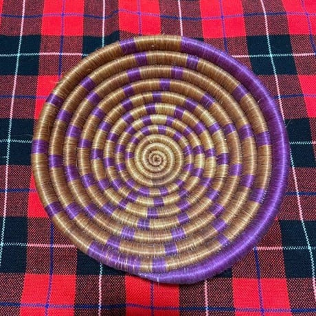 アフリカ　ルワンダ　ハンドメイド　手織り　バスケット　Africa Rwandan Woven Basket Small